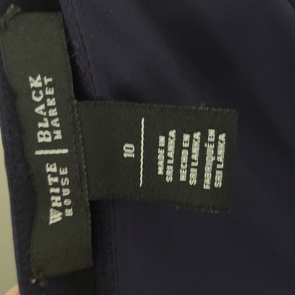 White House Black Market Asymmetrical Navy Sleeveles Sundress Sz 10 - Picture 4 of 7